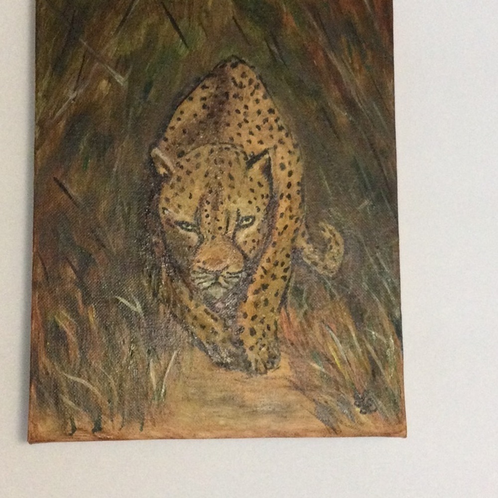 Acrylic Painting on Canvas 8” by 10” The Leopard NWOT